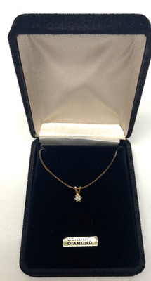 Small Diamond Pendant Necklace w Gold Plated Chain