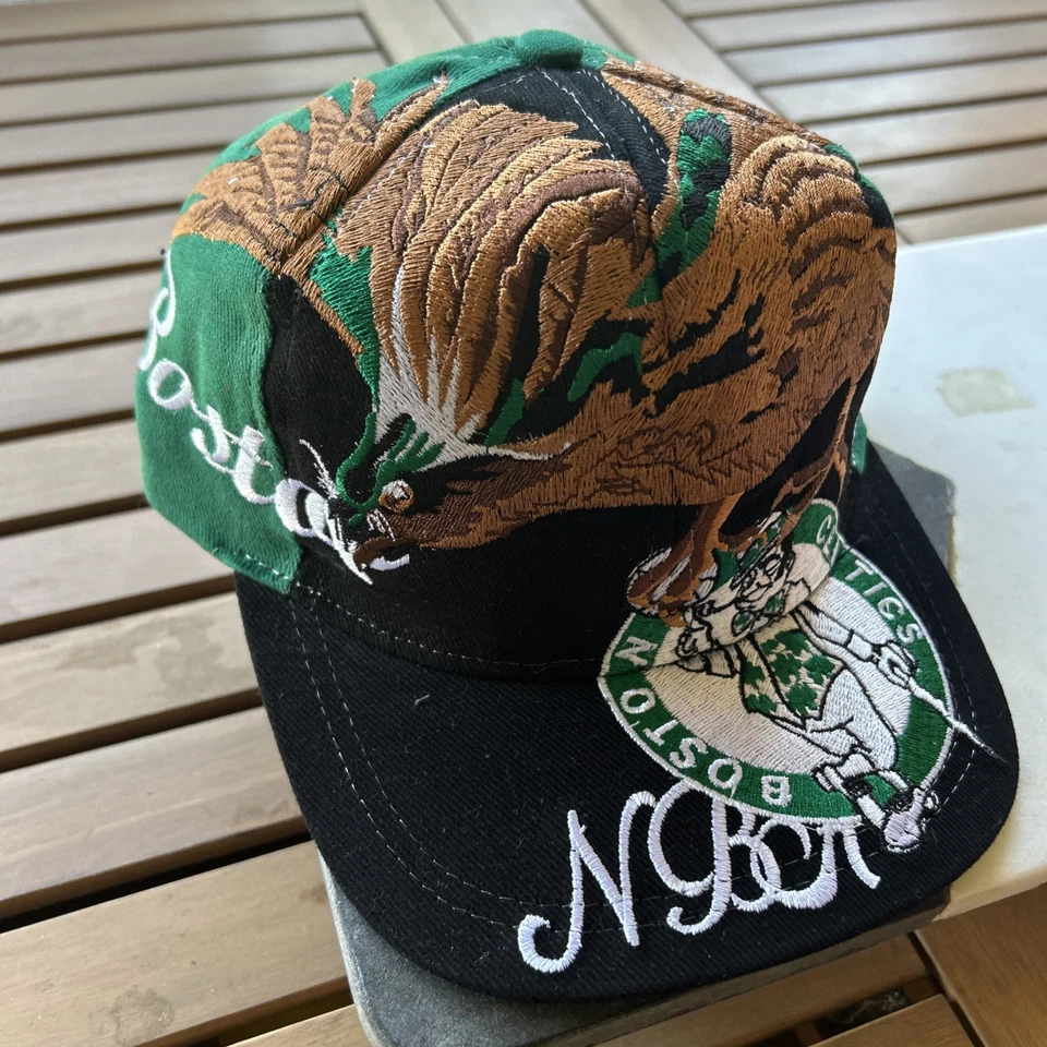 Boston Celtics Años 90 Águilas Águila NBA Lana Coreana Snapback Gorra Gorra Rara Dos Tonos Foto 2 de 4