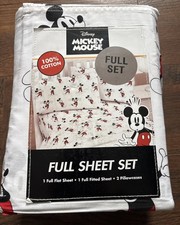 NIP Disney Mickey Mouse FULL Sheet Set 4 PCS 100 Cotton