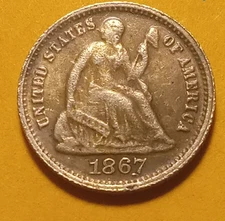 US 1867 Half Dime Flowing Hair Exonumía Fantasy Token.