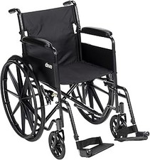 Drive Medical Silver Sport 1 Folding Transport Wheelchair - Lightweight Mobility