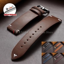 Retro Oil Wax Genuine Leather Watch Band 18 19 20 21 22 24mm Thin Cowhide Strap