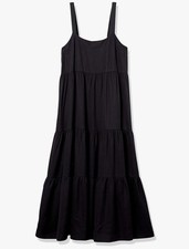 NWT Women’s L Tiered Maxi Midi Britt Dress The Drop Black Sleeveless