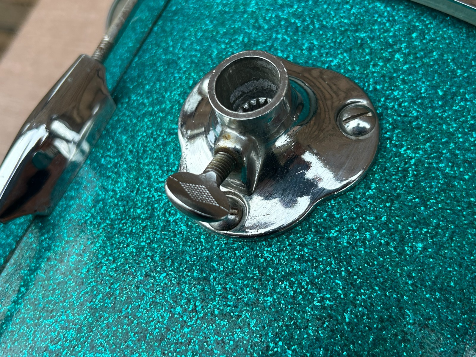 Vintage ROSE MORRIS 12''x08'' 6-lug Rack Tom Birch-Green Spackle **VIDEO DEMO** photo 3