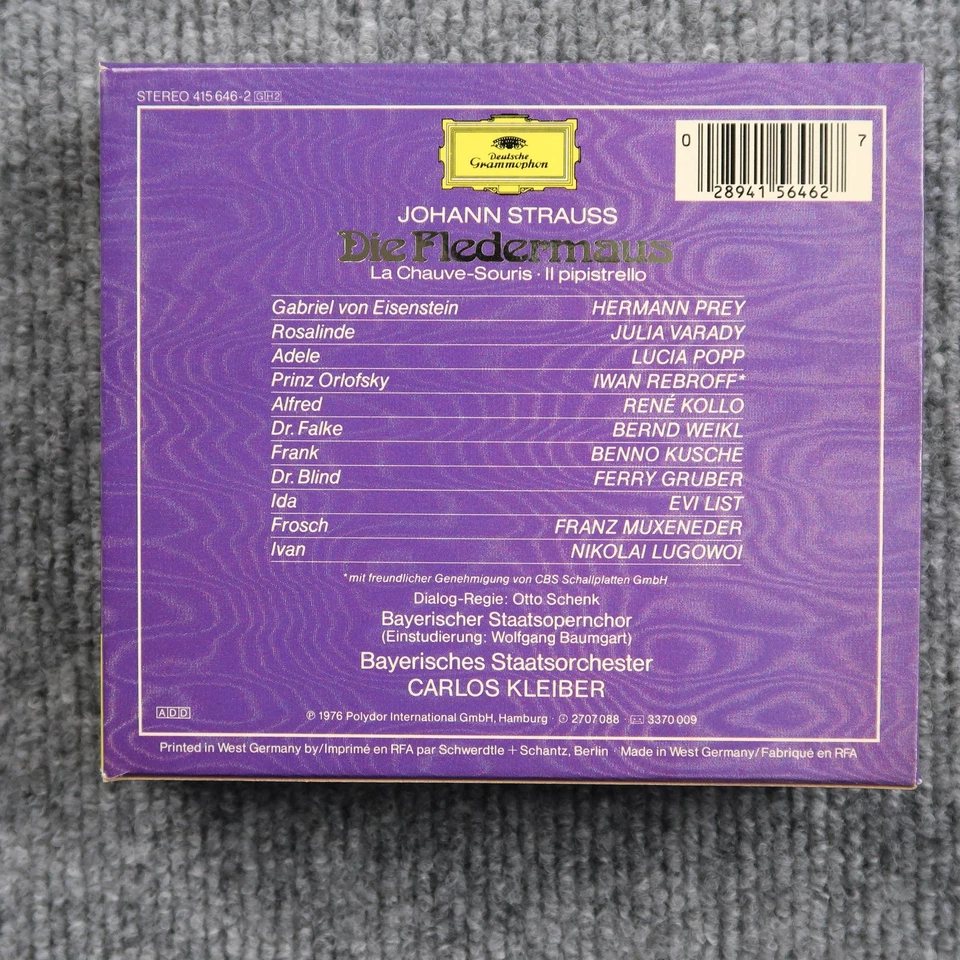 Vintage Johann Strauss Die Fledermaus 2 CD Box Set Carlos Kleiber Germany Opera - Image 2 of 4