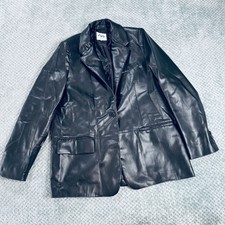 ZARA BLACK FAUX LEATHER OVERSIZED BLAZER WOME...