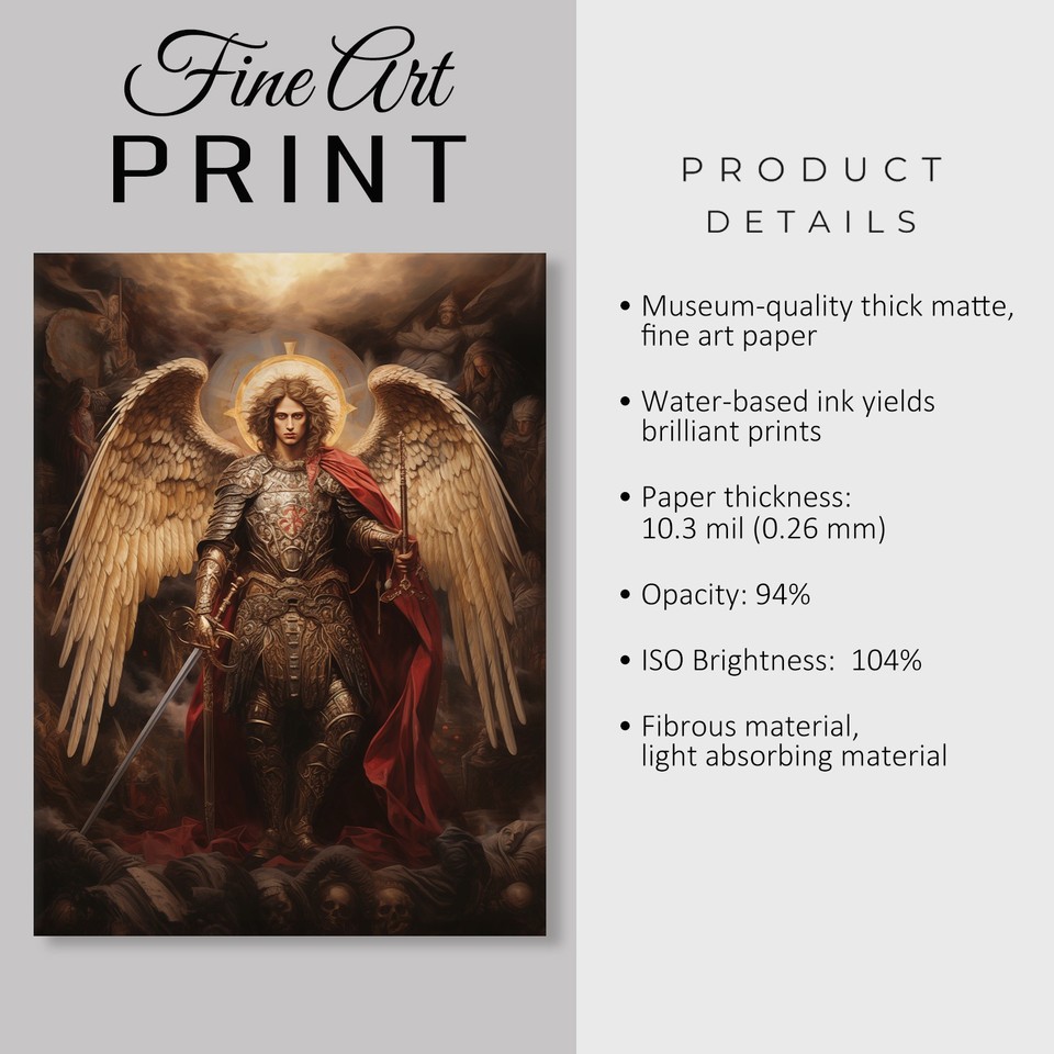 Archangel St. Michael Fine Art Print #1 Canvas Frame, Sacred Christian ...