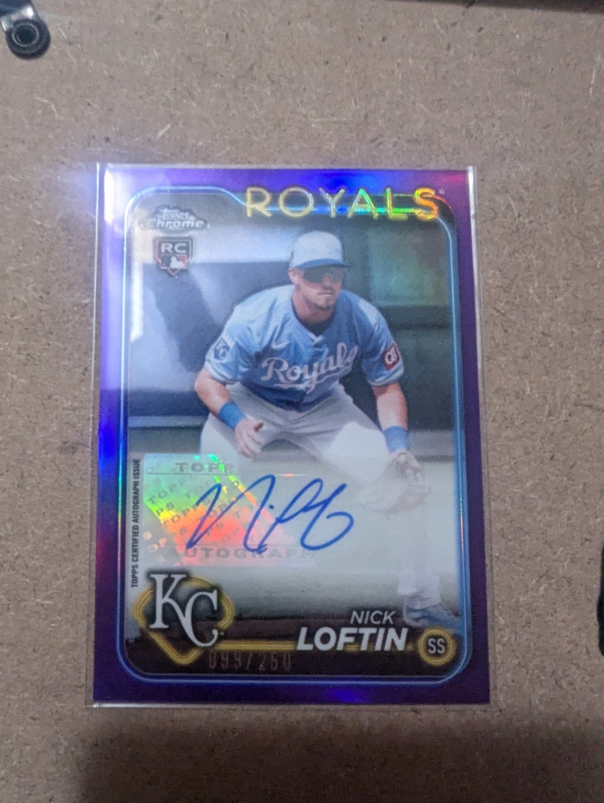 2024 Topps Chrome -Rookie Auto Nick Loftin #RA-NL Purple Refractor /250 (AU, RC)