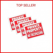 4 Pack Private Property No Trespassing Sign 9 x 12 Inch Weatherproof, Water Res