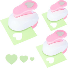 Pink Heart Shape Hole Punch Set - 3PCS for Wedding and Scrapbooking Crafts