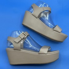 Kurt Geiger Nia Leather Platform Sandals Brown Made in SPAIN EU 39 Size US 8.5