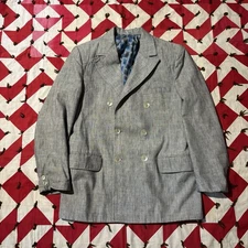 Vintage 1960s Double Breasted Blazer Jacket As Is Worn Flaws Rockabilly