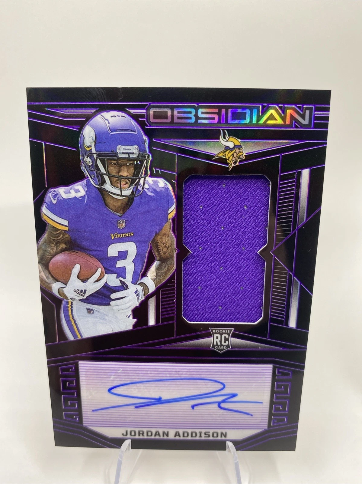 Jordan Addison Panini Obsidian Rookie Jersey Ink #RJIJAD Electric Etch Green