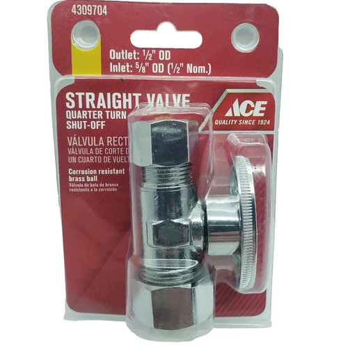 ACE Straight Valve Quarter Turn Shut Off   1/2" 5/8"   #4309704