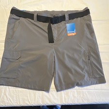 NWT Mens Gray Cargo Shorts 10" Inseam Belted Quick Dry UV Protection