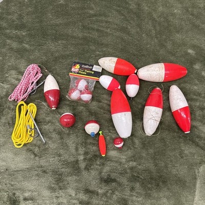 Various Size Fishing Bobbers Wooden/plastic W/stringers