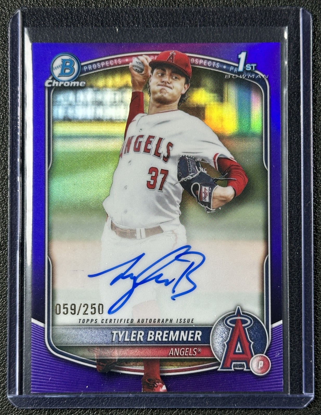 TYLER BREMNER 2025 BOWMAN CHROME DRAFT #CPA-TB AUTO PURPLE REFRACTOR 1ST 59/250