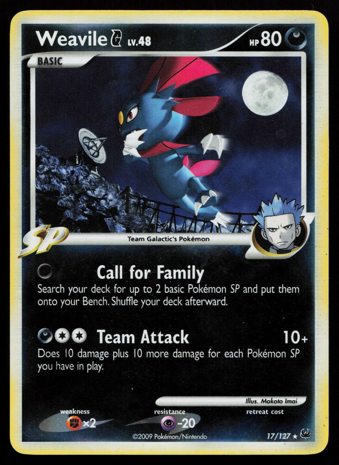 Weavile G 17/127 Holo Rare Platinum Reverse Holo Pokémon Card