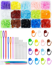 220/900 Pieces Stitch Markers,With 15 Pcs Large Eye Blunt Sewing Needles,Colorfu