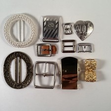 Lot of 11 Belt Buckles, Vintage -Modern, Mixed Styles, Mixed Materials
