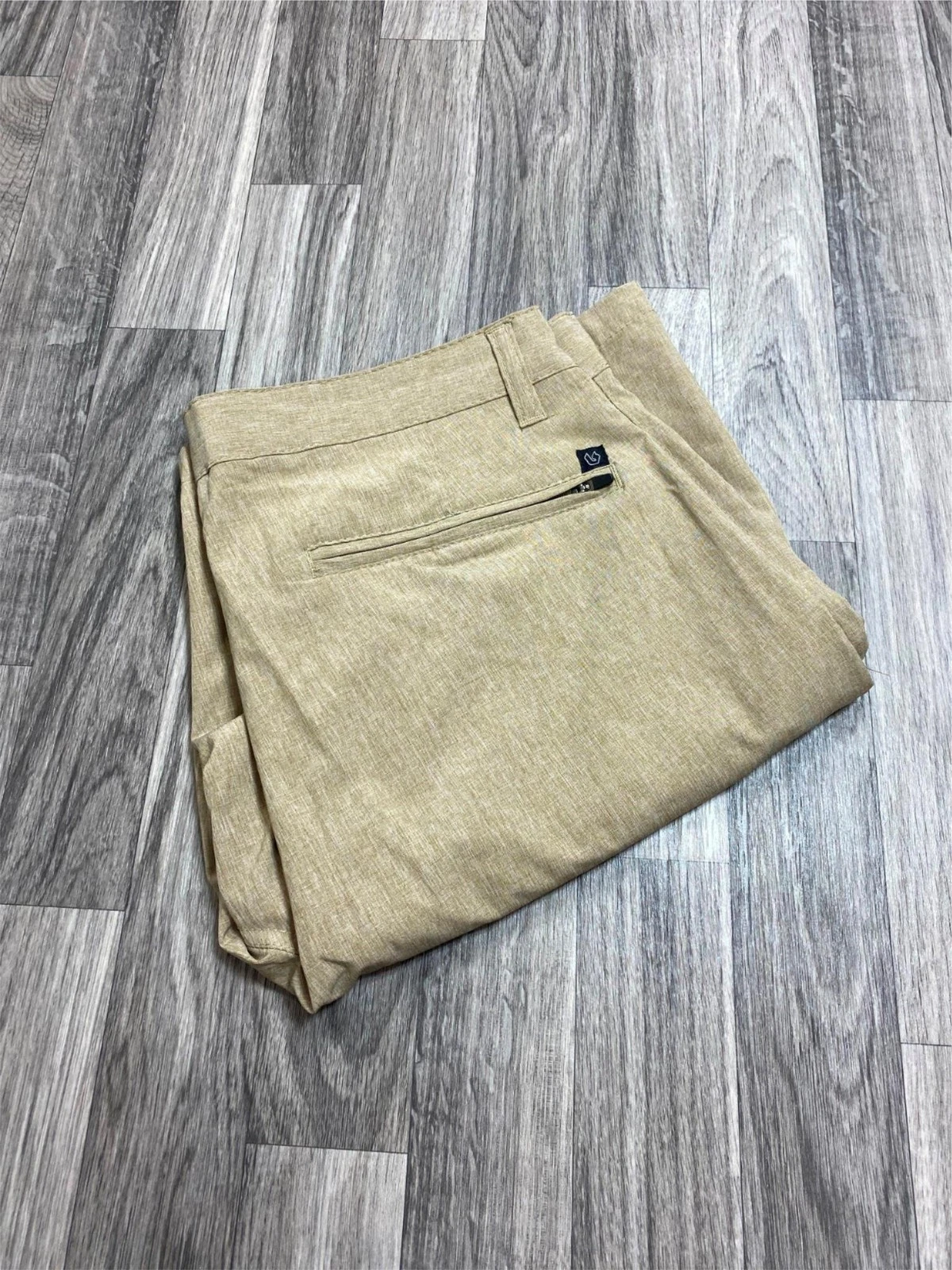 BURNSIDE High Rise Pockets Flat Front Khaki Chino Shorts Men's Size 32 Waist