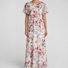 Nine West Pink Floral Long Maxi Dress Size 16 Romantic Occasion NWT $99