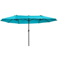 15ft Outdoor Market Patio Table Double Umbrella for Outside Deck Pool Large Blue