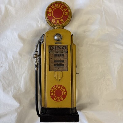 AMERICAN DINO GAS FUEL GASOLINE PUMP HAND MADE DECORATIVE TIN FUEL