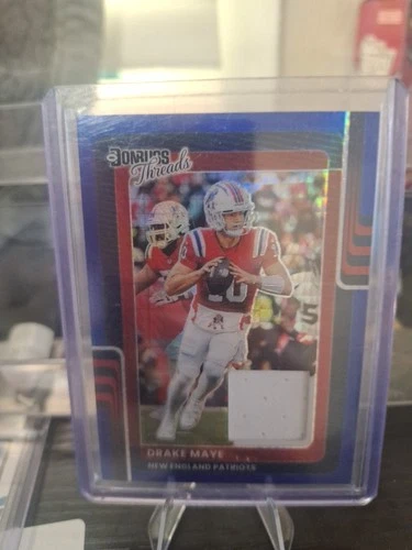 2025 Panini Donruss Optic - Drake Maye Donruss Threads Blue Hyper #DTBH-DME