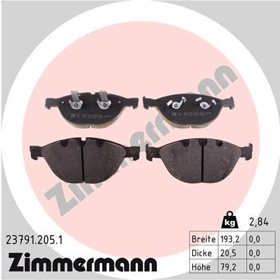 Front Axle Zimmermann 23791.205.1 Brake Pad Set, Disc Brake for BMW, Rolls-