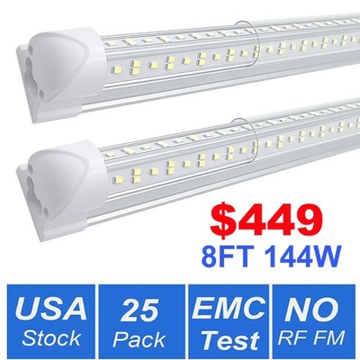 25 Pack 144W 6500K 8Ft Led Shop Lights Fixture Blocking  RF FM from Garage Door