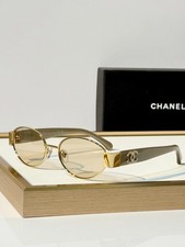 CHANEL CH4596 Gold Round Sunglasses Beige Frame Light Brown Gradient Lens