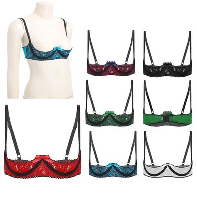 DE Damen Spitze Offene Brust BH Hebe Bra Bralette Transparent Dessou Büstenhebe