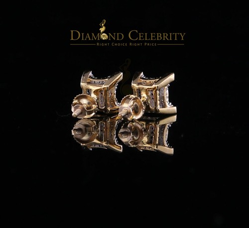 10K Real Yellow Gold Men's/Women's Real Diamond 0.25CT Stud Micro Earring - Picture 6 of 12