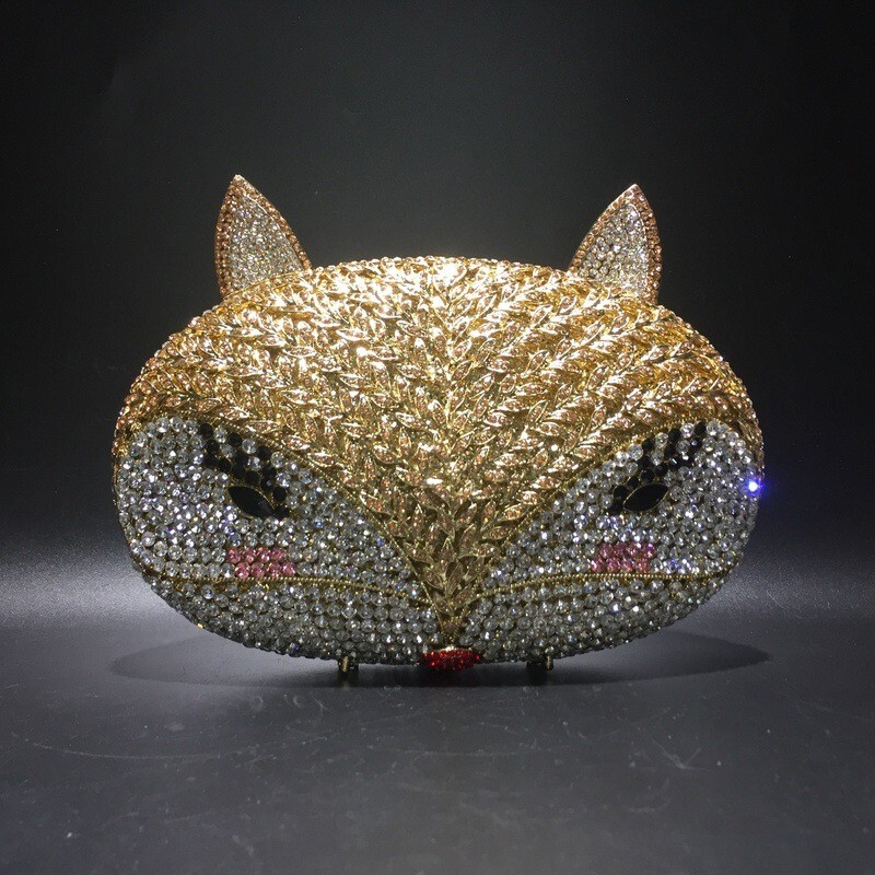 Rhinestone Fox Clutch Purse for Prom Wedding Party Date Night-image