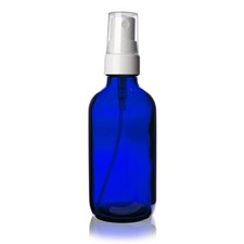 COBALT BLUE Glass Bottles 4 oz w/WHITE Fine Mist Sprayers 2-4-8-12-24 count