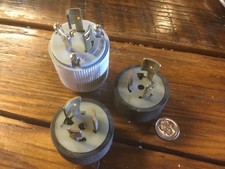 3 used 110V 3 prong rotary replacable plug ends male type industrial commercial