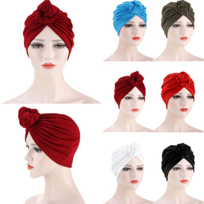 Indian Women Turban Head Cover Hats Bonnet Knot Twist Chemo Cancer Caps Islamic