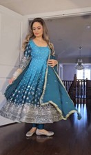 Latest Beautiful Designer Chinnon Silk Gown And Bottom With Dupatta For Party