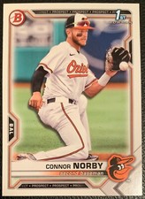 2021 BOWMAN DRAFT CONNOR NORBY BALTIMORE ORIOLES PROSPECT #BD-50 1ST BOWMAN