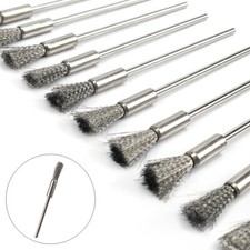 10Pcs 8mm Mini Stainless Steel Wire Brushes Polishing Wheel Brush 1/8 inch Shank