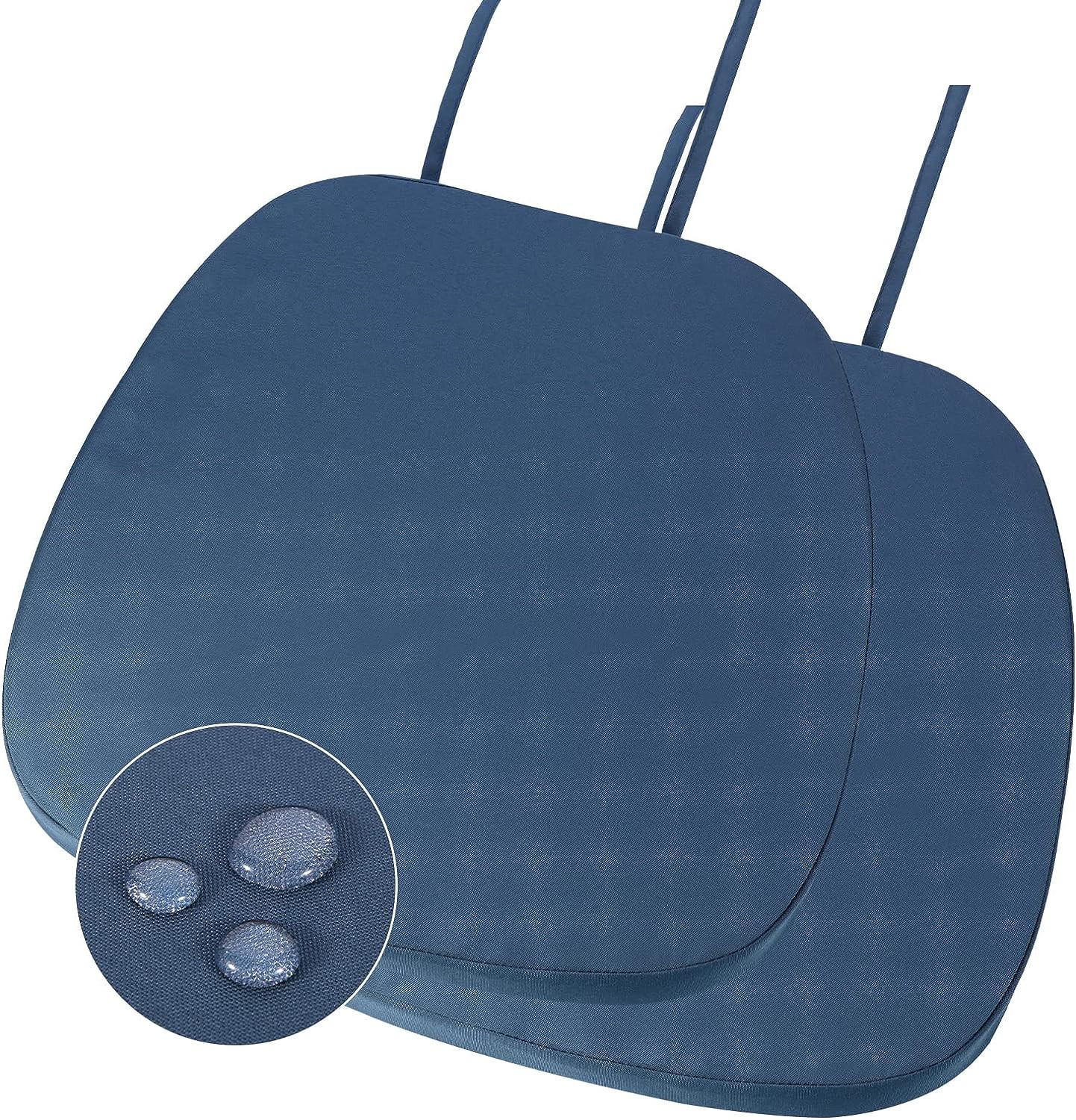 Outdoor Waterproof Seat Cushions 14X14 Inch, Non Slip Metal Chair Pad with Ties,