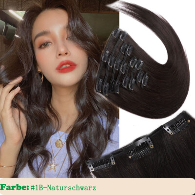 100% Remy Echthaar Clip In Hair Extensions Haarverlängerung 8 Tressen Haarteile