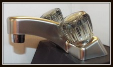 NEW  4'' LAVATORY FAUCET 2 SMOKE KNOBS BRUSHED NICKEL RV TRAILER CAMPER
