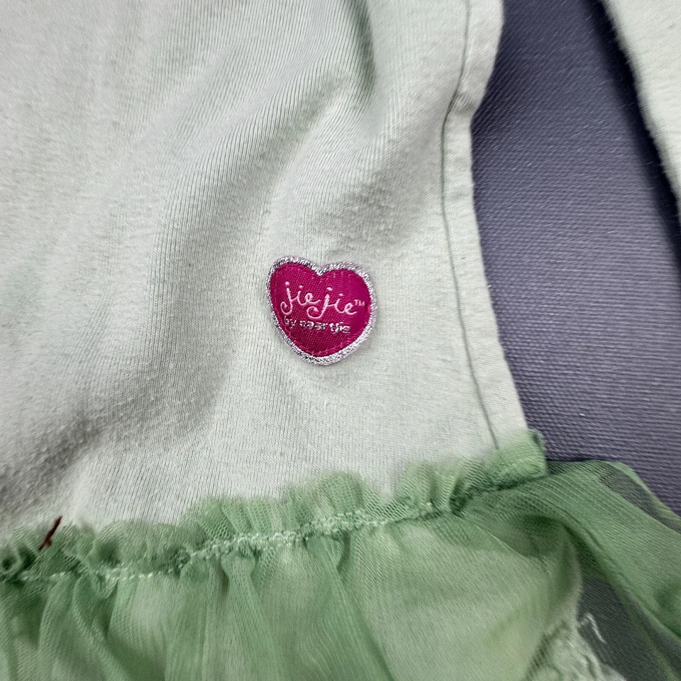 Naartjie Ruffle Dress Girls 7 Green Long Sleeve Bow Tulle Party Playwear Casual - Image 4 of 4