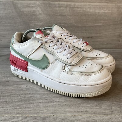 Nike Turnschuhe Damen weiß pink UK Größe 4,5 Leder Air Force 1 Shadow Archeo