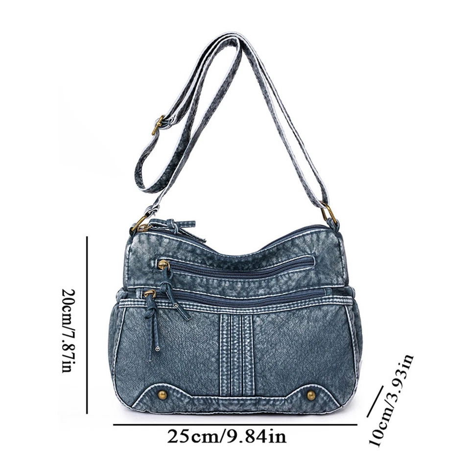 Women Soft Washed Leather Purses Satchel Handbags Shoulder Tote Bag MessengerBag - Image 4 of 4