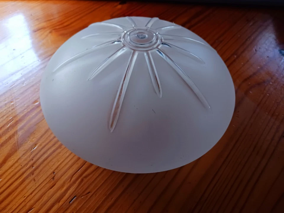 1950s Glass Flying Saucer Globe Flush Mount Ceiling Atomic Starburst Light Shade - Image 2 of 4