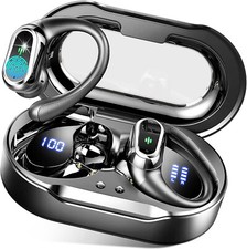 Black Wireless Earbuds 5.3 Bluetooth Headphones Sport with Dual LED Display