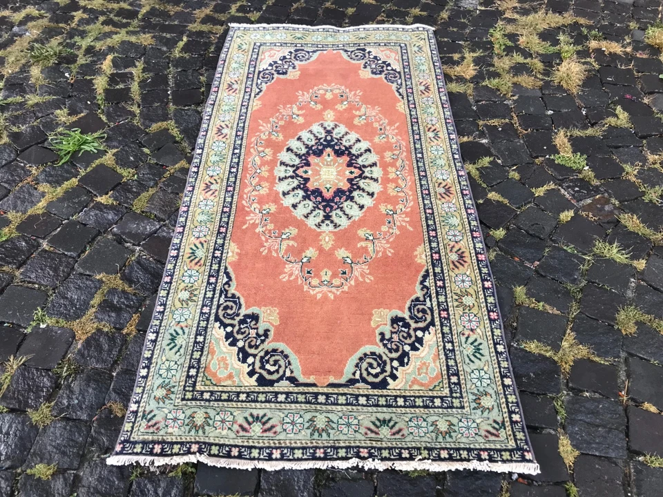 Alfombra antigua turca alfombra bohemia alfombra Oushak alfombra vintage alfombra de lana hecha a mano Foto 4 de 4